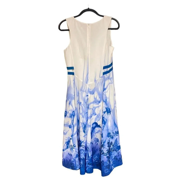 TED BAKER Sample Blue and White Silk Dress Size 2 US Size 6 - Picture 2 of 12